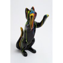 Statue chat joueur design trash noir 55 cm
