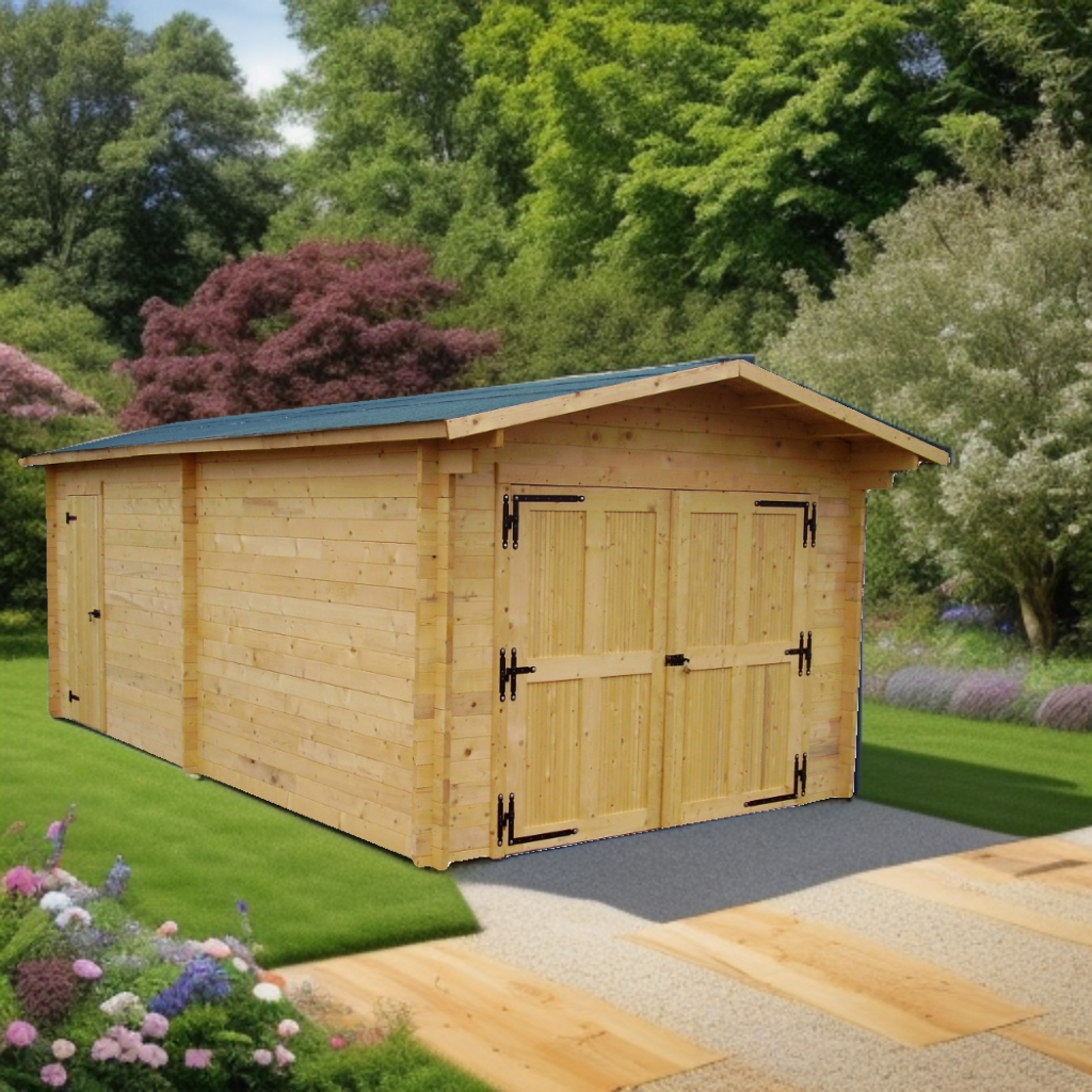 Garage VE3562 en Epicéa de 42mm de 3.70 x 6.60m soit 24m²