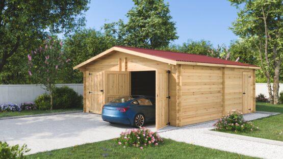 Garage Double VN6262 de 42m² en madriers de 60mm