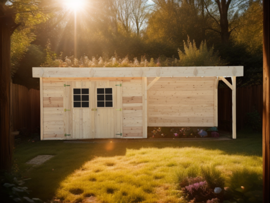 Abri KMP3434.02B avec terrasse- Epicéa-Madriers 28mm-17.25m²🏡🌿