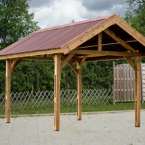 Carport bois en THT / REF:THU 3550 N pour 1 voiture de 10.8 m² à  toit double pente