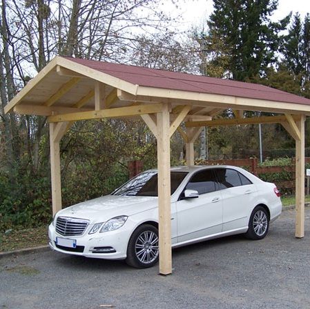 Carport en bois / REF: KA 3550BM pour 1 voiture de 10.86 m²