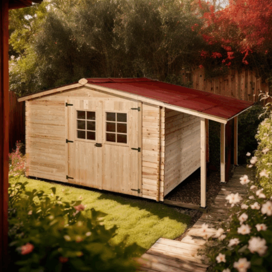 Abri VD3330.02B-Epicéa-Madriers 28 mm-13.52 m²🌳