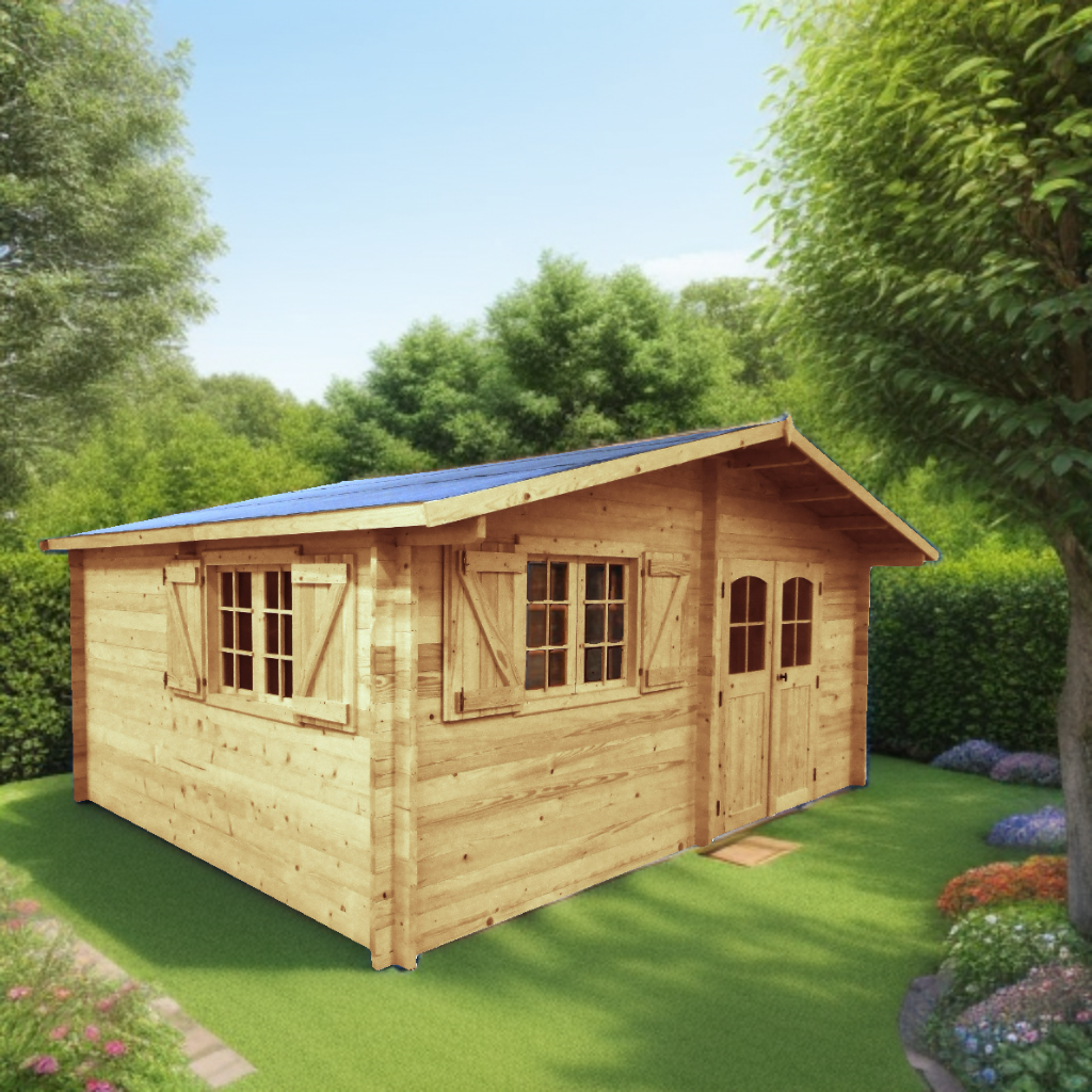 Chalet Abri NAR5060.02L en Madriers épicéa 42mm de 5.20 x 6.80m soit 35.3m²