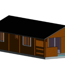 Chalet « Sigues » de 50m²avec sa terrasse en madriers massifs de 44mm avec sa couverture toiture et son plancher