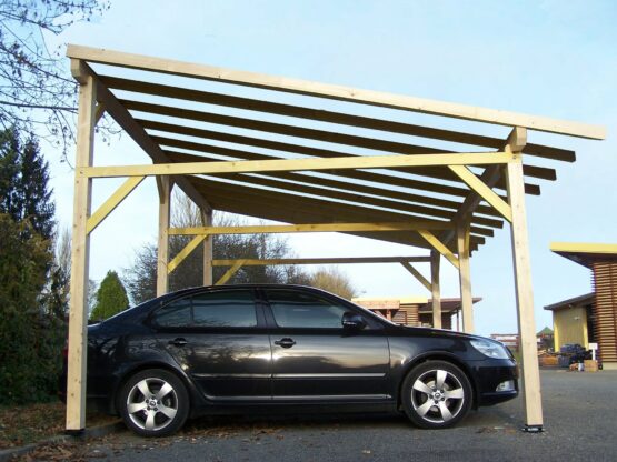 Carport en bois: REF: AV 4563STL pour deux voitures de 20.79 m²