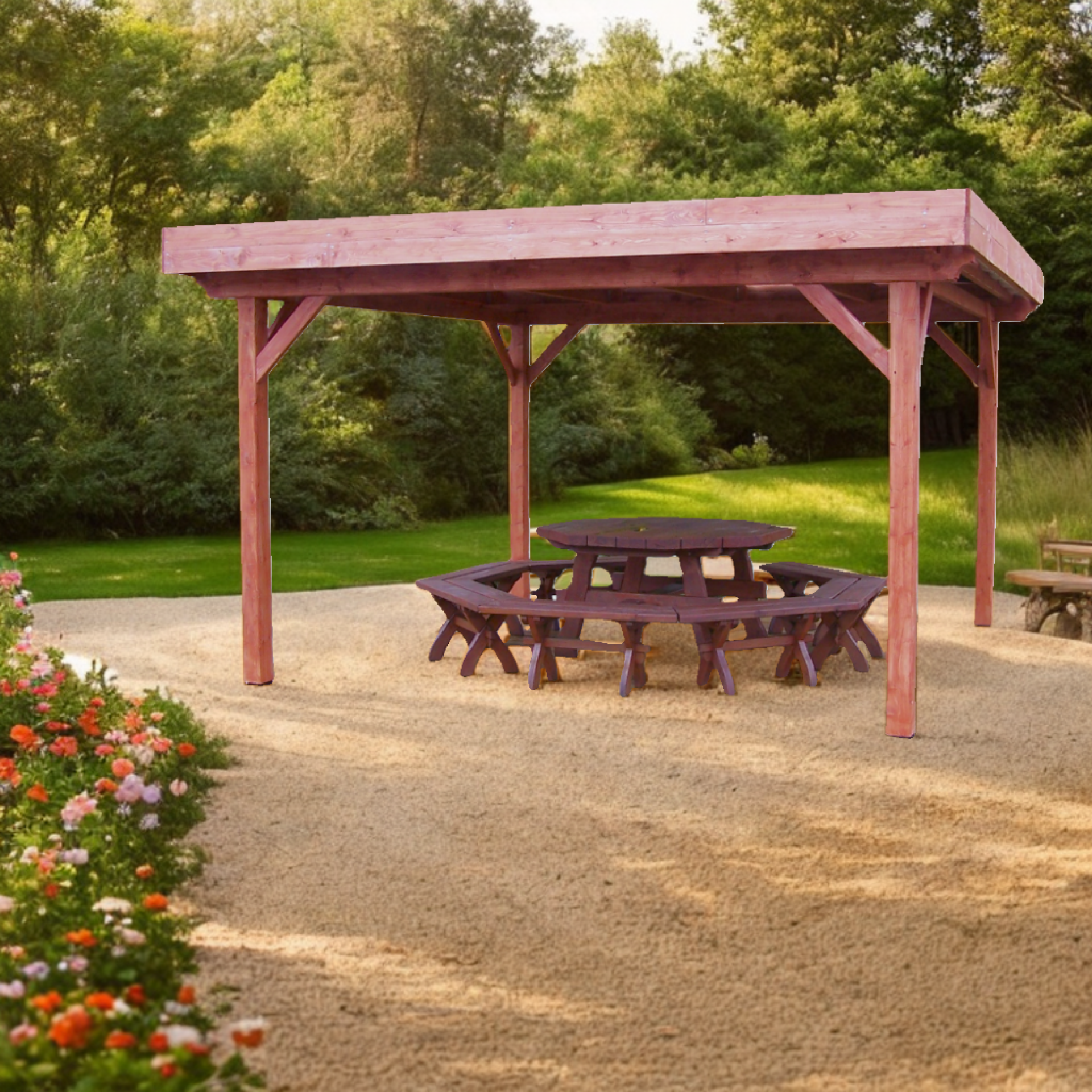 Auvent Pergola OM3535.0 de 16m² avec la couverture en bac acier