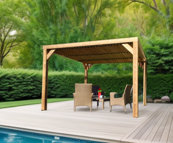 Pergola Thermauvent THO3531.T avec vantelles mobiles sur le toit en THT de 10.5m²