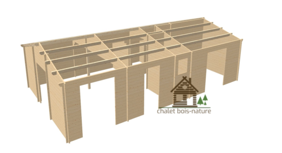 Chalet en Bois/Chalet d’habitation réalisé sur mesure de 68m² fabriqué en épicéa massif de 44mm