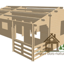 Chalet en Bois Winni44/Chalet d’habitation ou gîte réalisé sur mesure de 52m² avec sa terrasse fabriqué en épicéa de 44mm