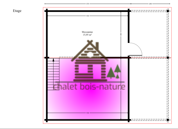 C Chalet Bois/Chalet « Aubenas » avec un étage sur mesure de 61m² fabriqué  en épicéa de 44/100/44mm - Chalet Bois BHE