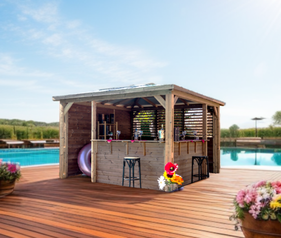 Pool House Blueterm THB3535.CCVV-En THT-En Bois Thermo Chauffé-12.25m²🌿