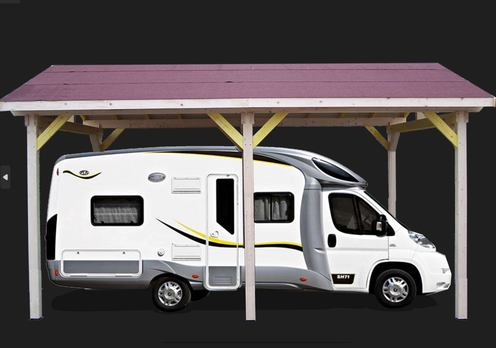 Carport AR3560BM.CC de 21m² en épicéa pour camping car