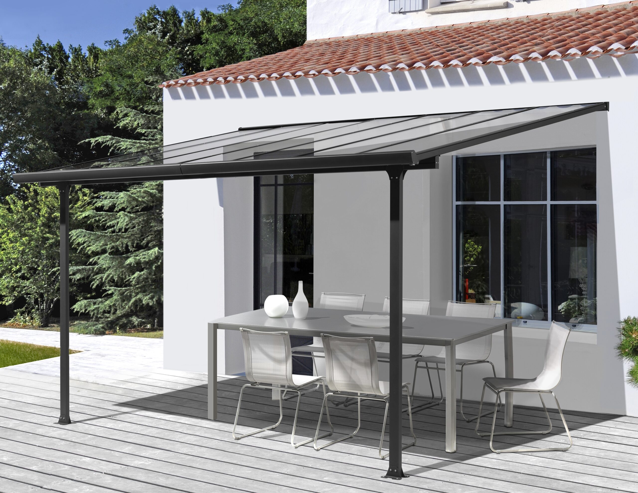 Toit terrasse TT3030.AL en Aluminium gris anthracite de 3.05 x 3.00 m soit 9.15m²