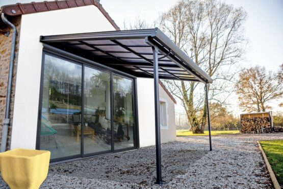 Toit terrasse TT3040.CL en Aluminium avec toit amovible gris anthracite de 3.00 x 4.00 soit 12m²