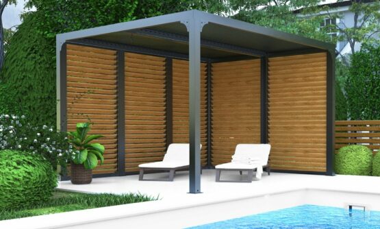 Pergola Bioclimatique PER36VB30VB.BI-Ventelles aluminium imitation bois sur 2 côtés-10.80m²🌞🍃