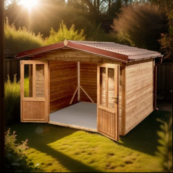 Abri THA30F30.02 -Sans Plancher-En THT-Madriers de 28mm-3.00 x 3.00m-9m²🌳✨