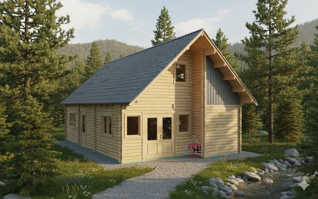 Chalet bois Félix à Etage 100m² habitable🏡 (68mm)