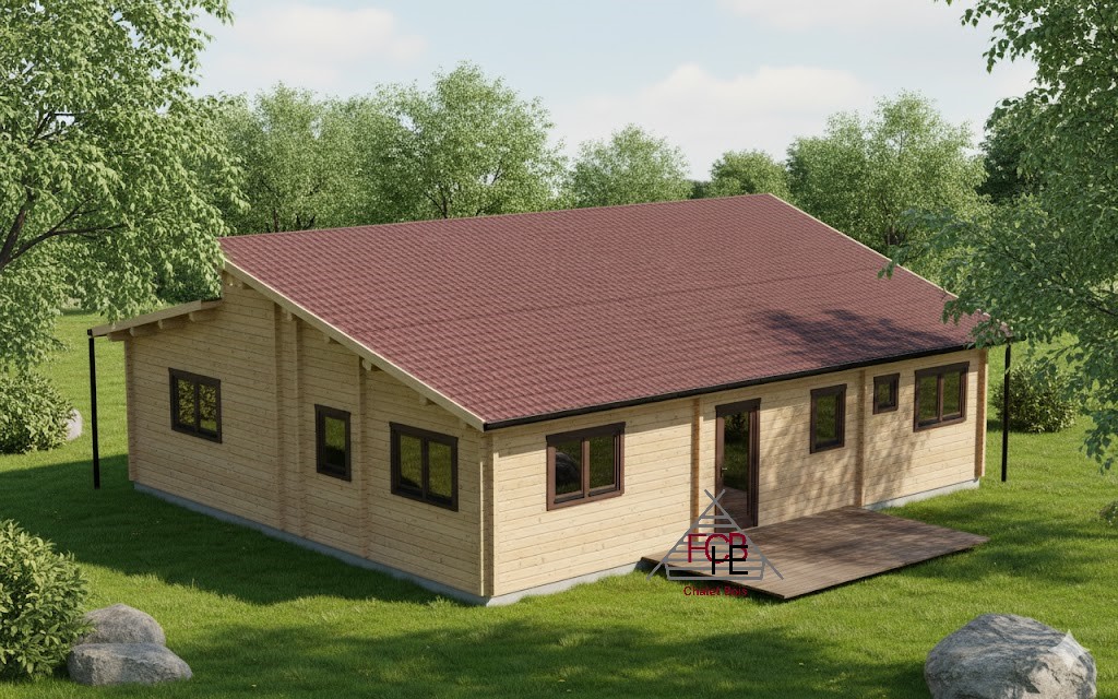 Chalet bois N°38151- 68 m² habitable – 2 terrasses – Idéal habitation principale 🏡