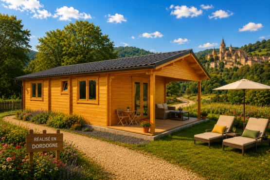 Chalet N°010222 de 49m² à usage de gîte avec sa terrasse de 8m²🏡 en 68mm / 2 chambres