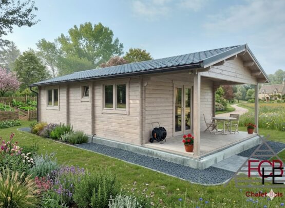 Chalet N°010222 de 49m² à usage de gîte avec sa terrasse de 8m²🏡 en 68mm / 2 chambres