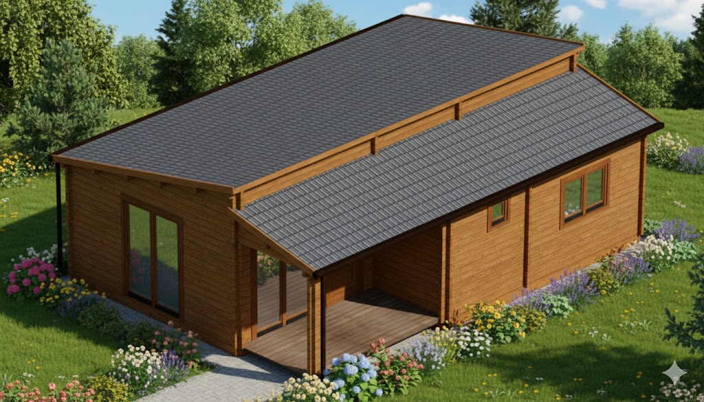 Chalet bois N°38567- 44 m² habitable – Idéal petite habitation principale ou gîte 🏡