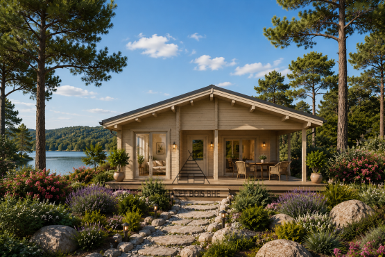 Chalet N°061125 à usage de gîte  45m²+ sa terrasse🏡 68mm / 1 chambre