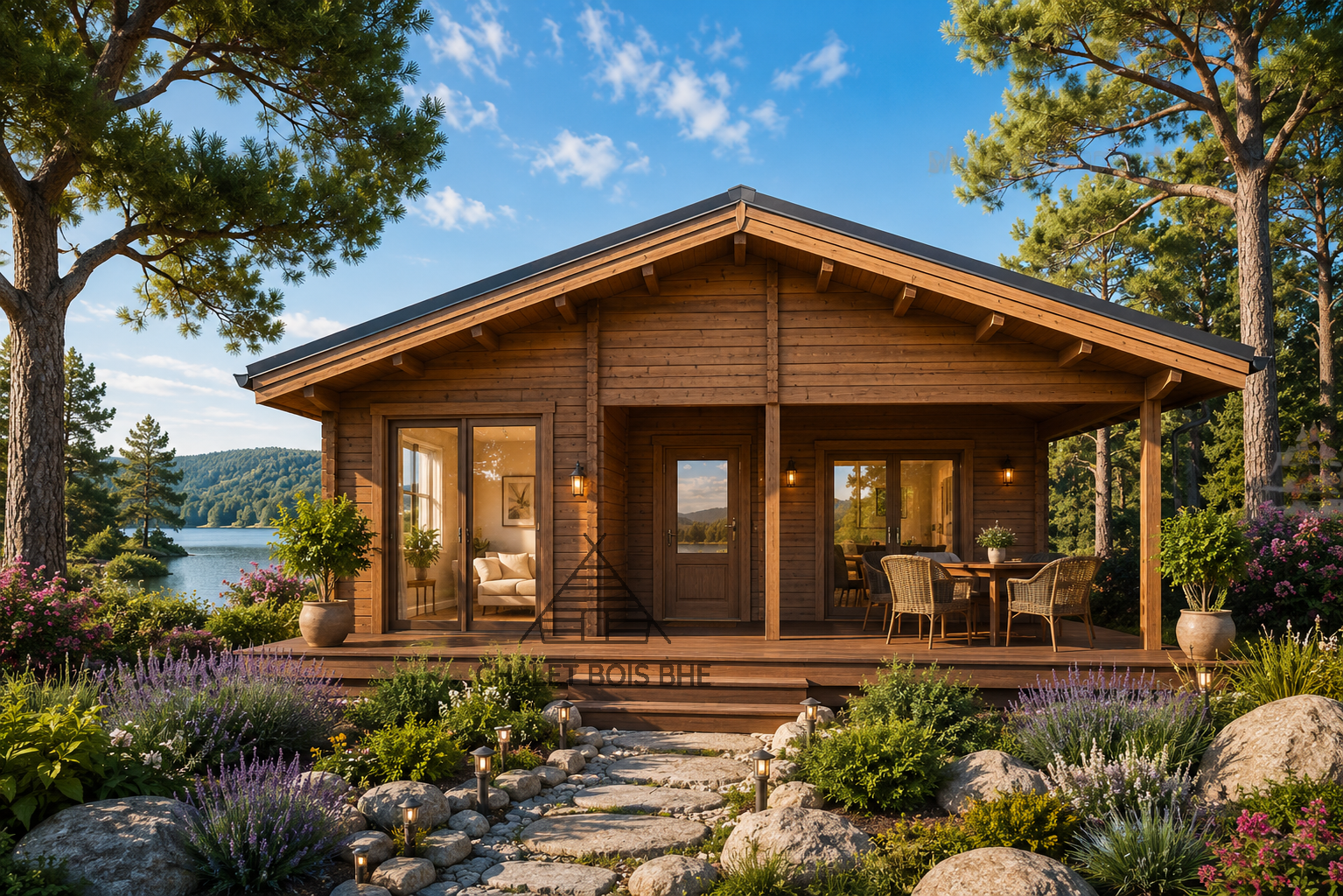 Chalet N°061125 à usage de gîte  45m²+ sa terrasse🏡 68mm / 1 chambre
