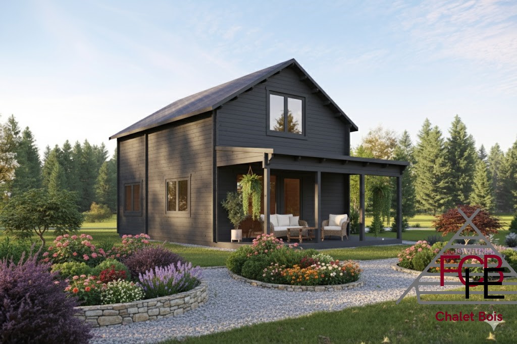 Chalet bois Victoria  à étage – 72 m² + Etage🏡 (68 mm)