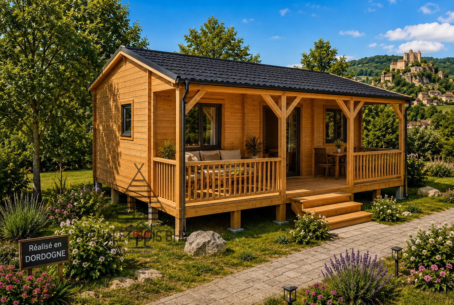 Chalet N°151125- 42m² avec la terrasse couverte –  🏡