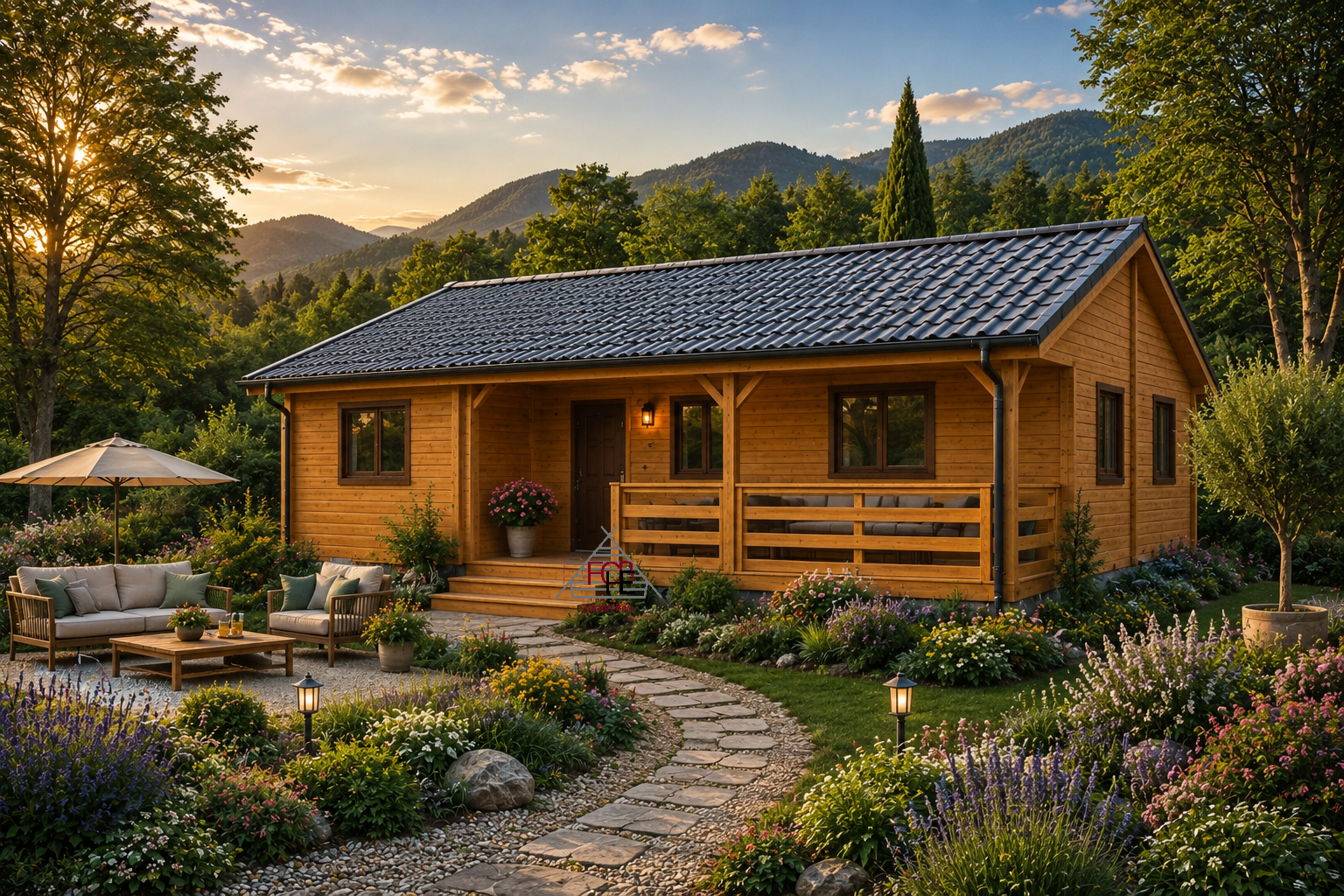 Chalet N°141125  de  72m² avec sa terrasse en  44/100/44mm / 2 chambres 🏡