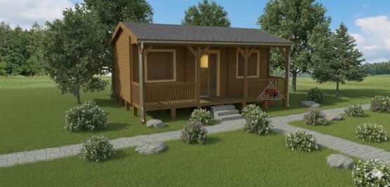 Chalet N°121125- 42m² avec la terrasse couverte –  🏡
