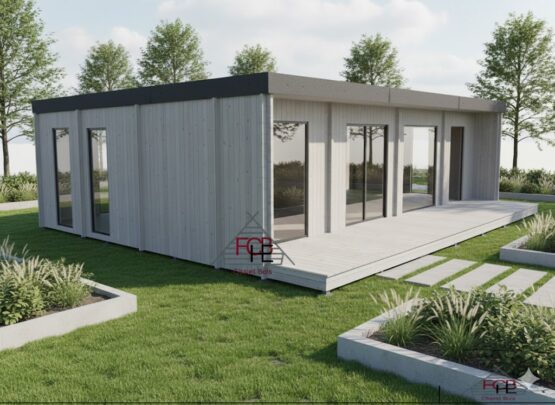 🏡 Chalet N°170225 -85m²+ Terrasse- Madriers 44mm+ isolation + Bardage + Dalle bois
