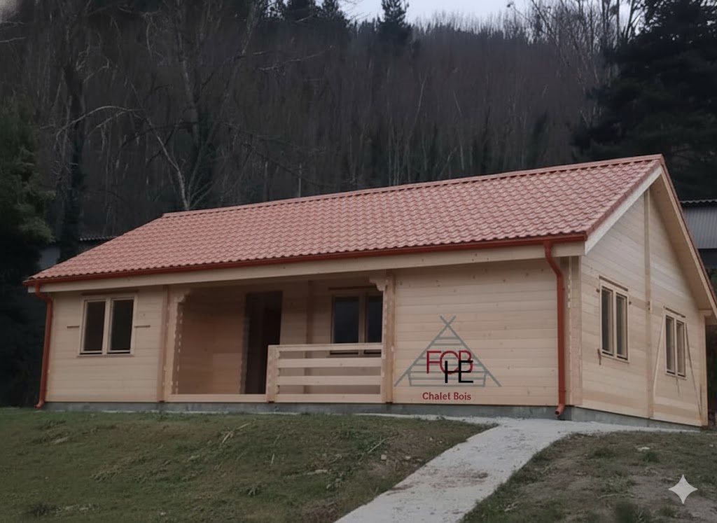 Chalet bois N°141125  72m² avec sa terrasse🏡 44/100/44mm