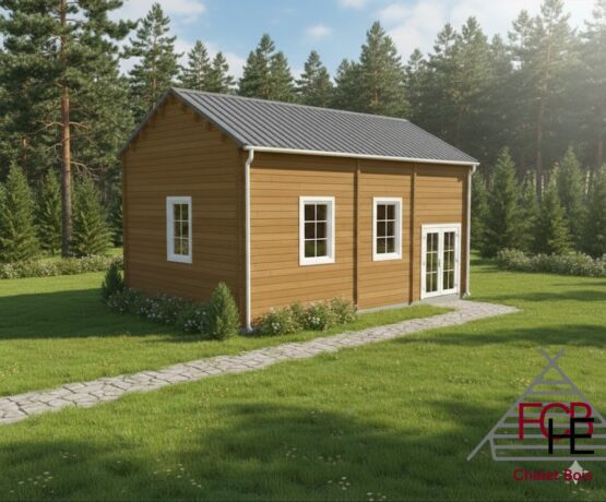 🏡 Chalet N°030325 – Madriers 44/100/44 mm – 96 m² avec mezzanine , isolé (murs/Toit/Plancher)