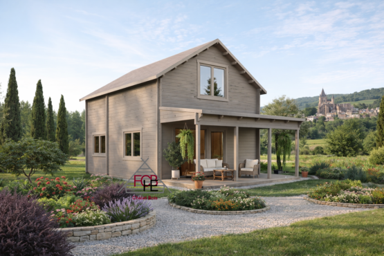 Chalet N°041225  à étage – 72 m² + Etage🏡3 chambres en 68 mm