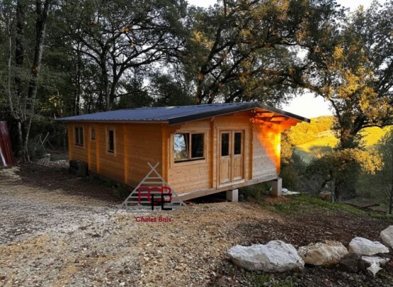 Chalet bois N°080125 – 53 m² avec sa terrasse 🏡 (44 mm)