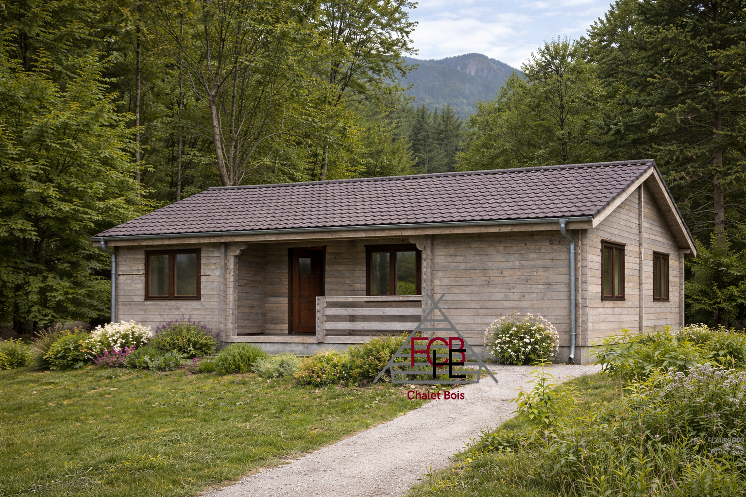 Chalet N°141125  de  72m² avec sa terrasse en  44/100/44mm / 2 chambres 🏡