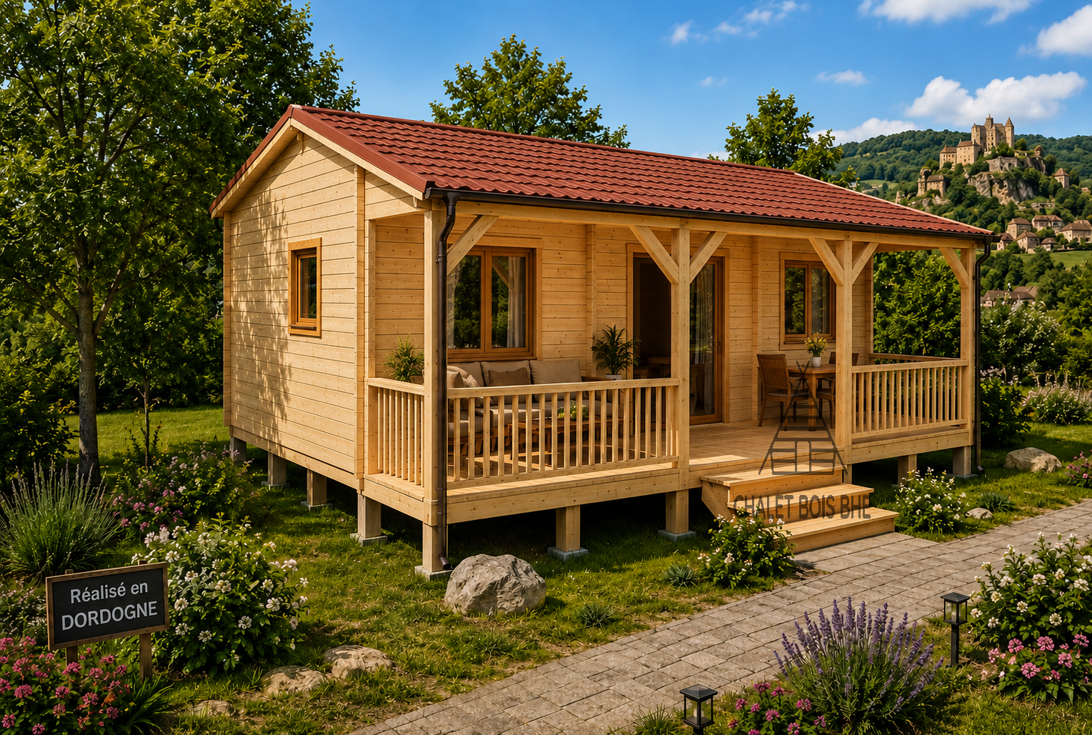 Chalet N°151125- 42m² avec la terrasse couverte –  🏡