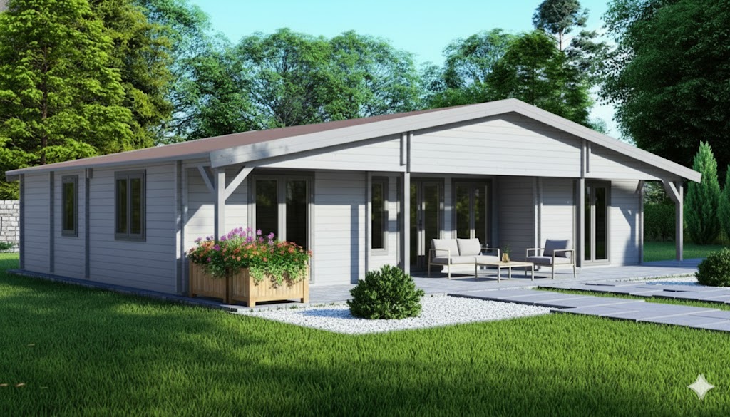 Chalet bois Puissante  114m² avec sa terrasse🏡 (44 100 44 mm)