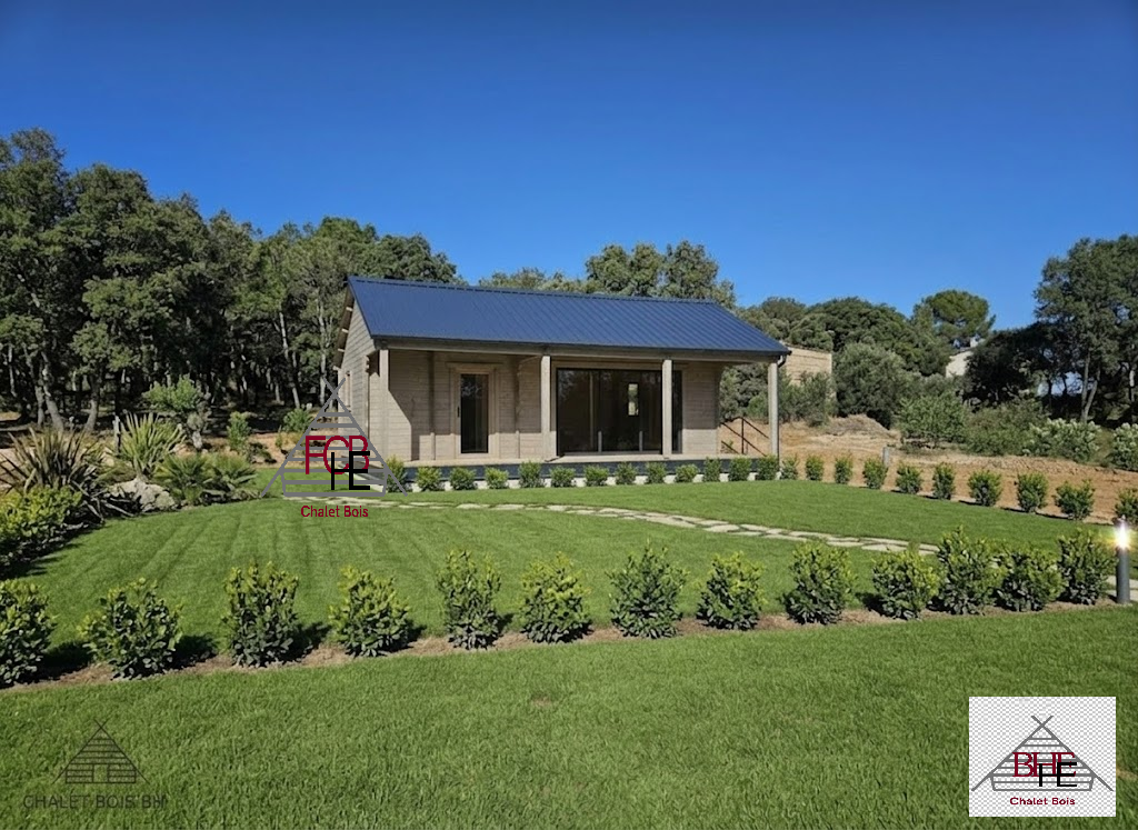 Chalet N°110225 – 64 m² avec sa terrasse 🏡 en 44 mm / 1 chambre / Le client se charge de l&rsquo;isolation