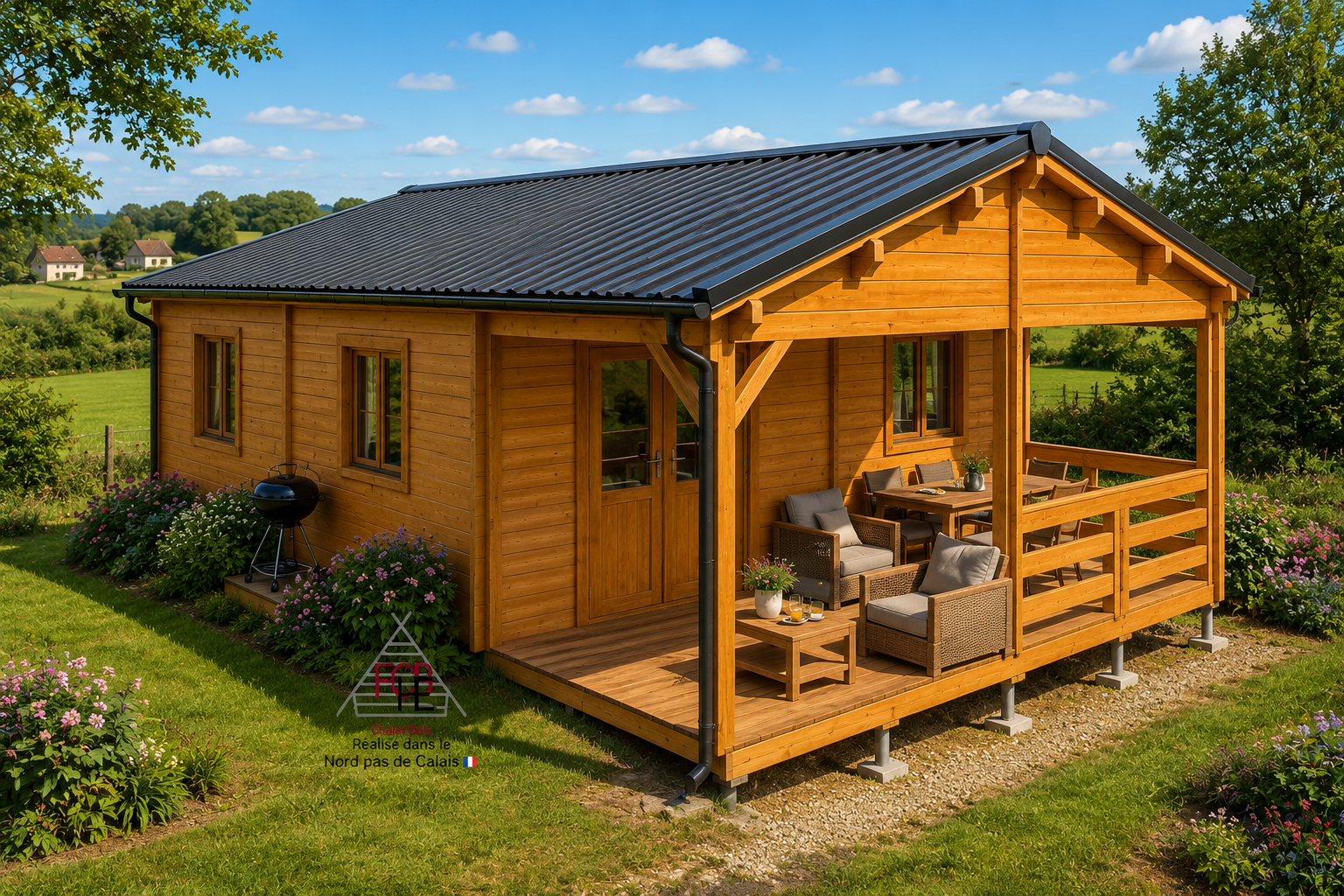 Chalet N°151025 – 47 m² 🏡 En 68 mm / A usage de gîte