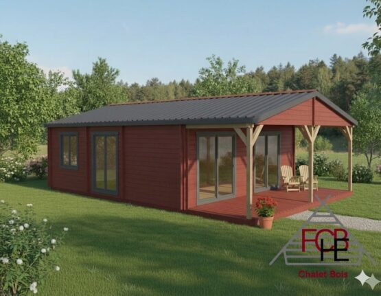 Chalet N°201125 – 81m² avec sa terrasse 🏡 44/100/44mm/ 2 chambres