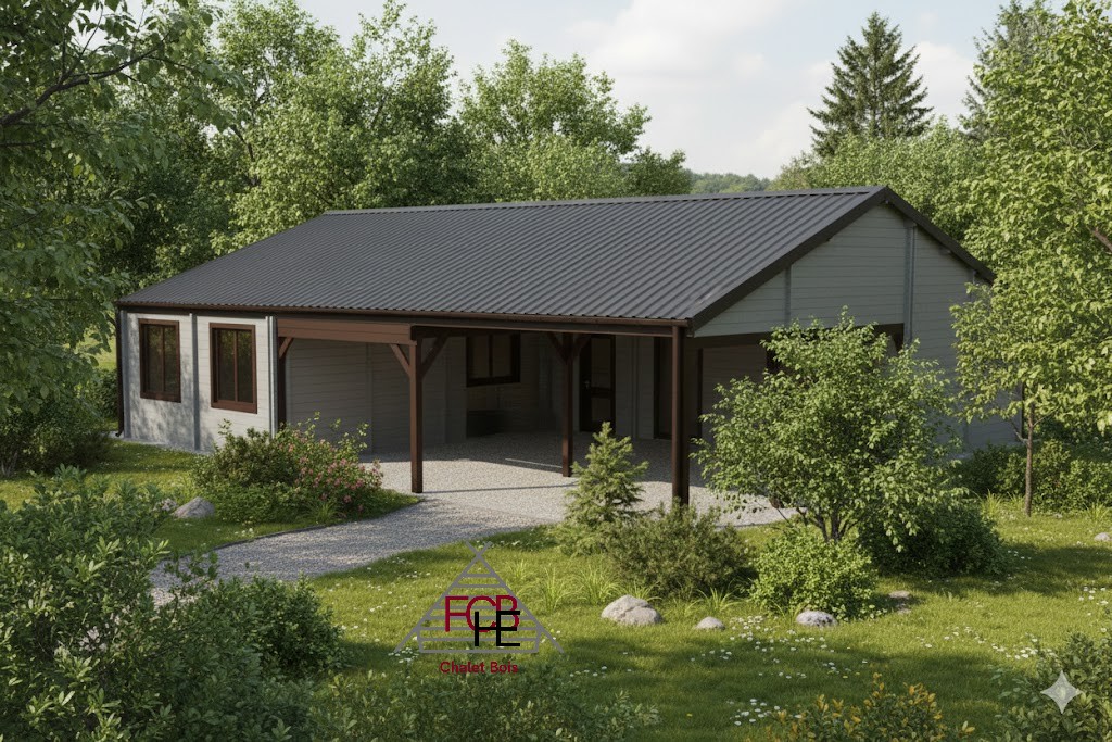 🏡 Chalet N°021224 – Madriers 44/100/44 mm –173 m² avec terrasse et isolation complète