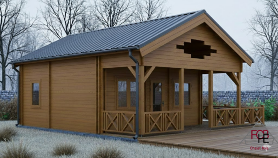 Chalet N°260623 – 47 m² avec terrasse – Structure en madriers 44/100/44