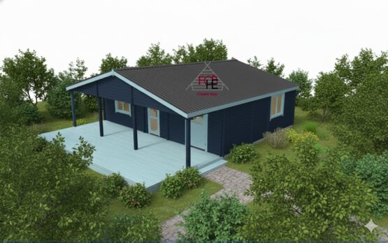 Chalet bois N°160824 – 84 m² avec sa terrasse 🏡 (68 mm)