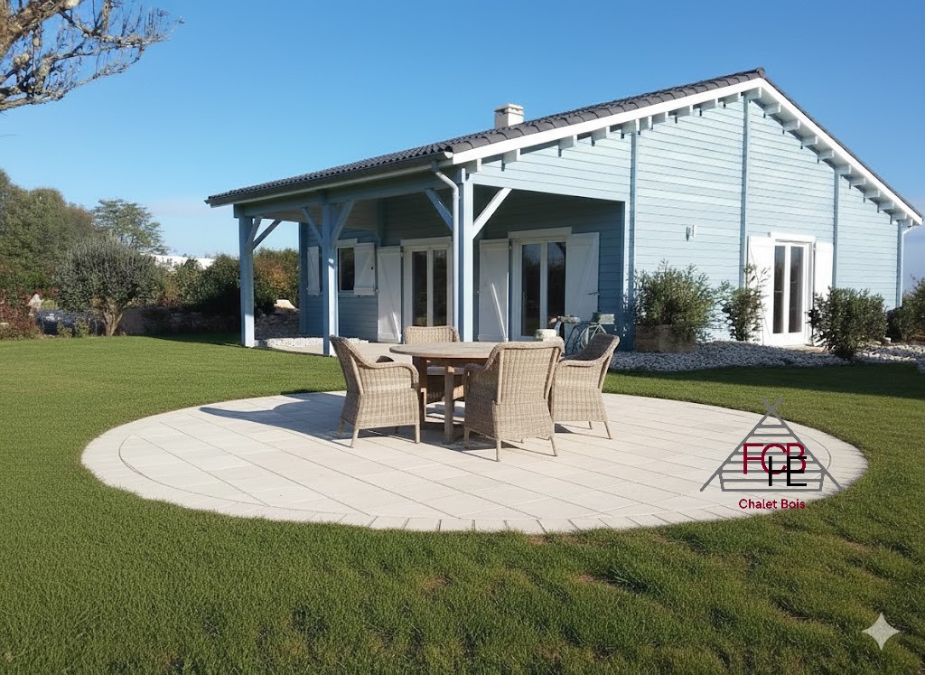 🏡 Chalet N°280323 – Madriers 44/100/44 mm –136 m² avec terrasse et isolation complète