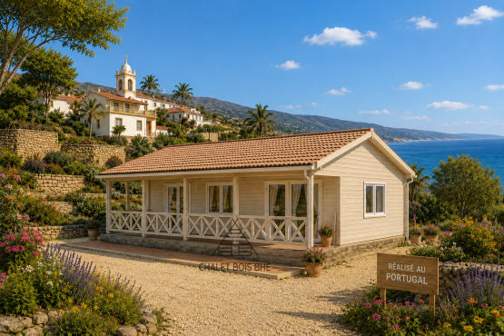 Chalet N°101225 de 70 m² avec sa terrasse /Chalet pour les vacances🏡en 68 mm / 2 chambres