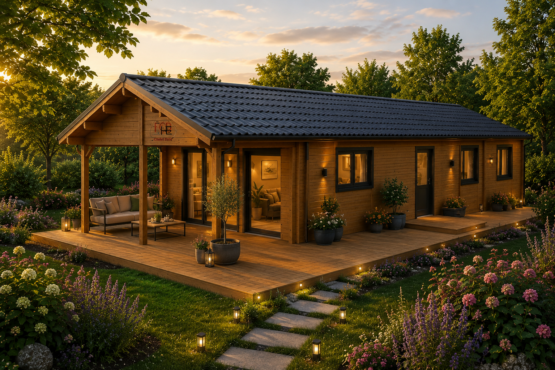 🏡 Chalet N°080222 – 117 m² avec terrasse / 87m² habitable ( 2 chambres + un bureau)  en 44/100/44