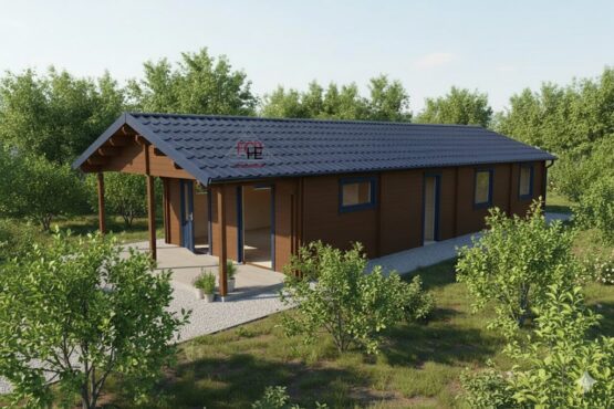 🏡 Chalet N°080222 – 117 m² avec terrasse / 87m² habitable ( 2 chambres + un bureau) en 44/100/44